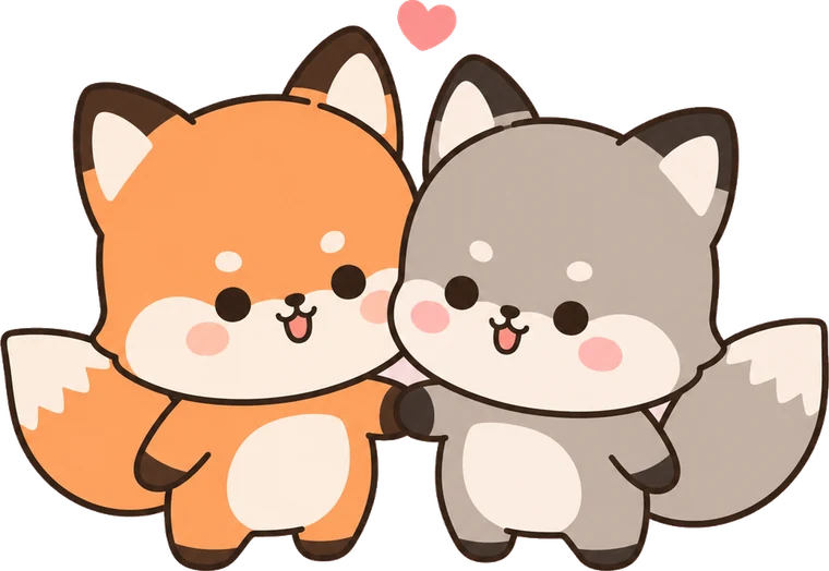 Ein Fuchs und ein Wolf, Seite an Seite